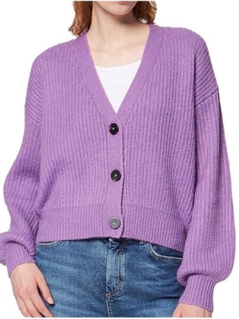 Scotch & Soda Lavender Ribbed V-Neck Button Cardigan Size Medium